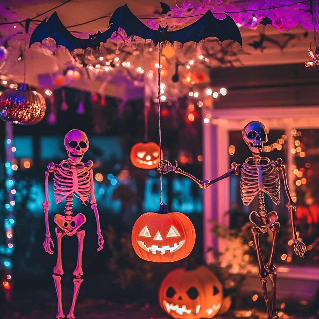 26. Spooky Skeleton Garage Party with Dancing Figures and Disco Lights