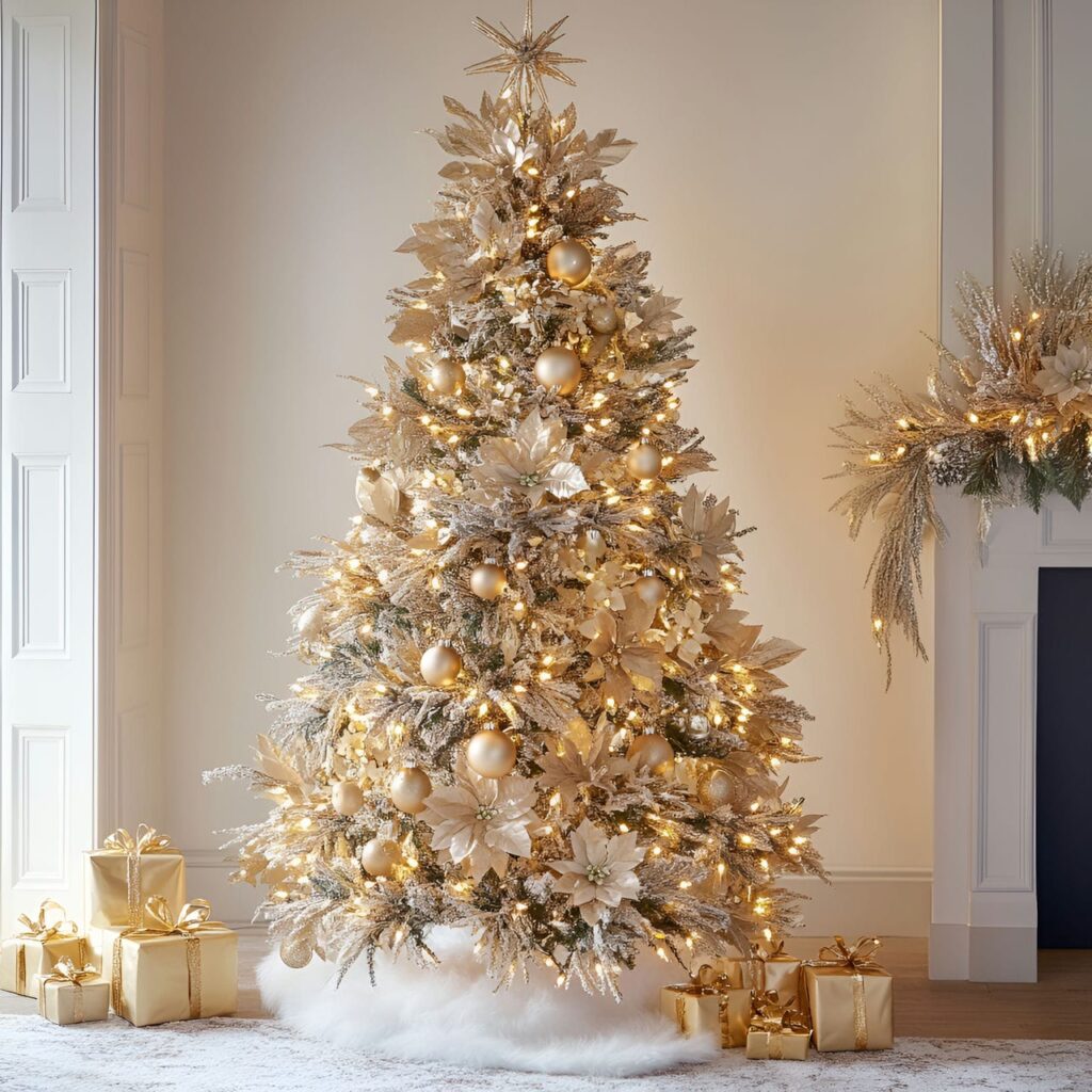 25. Soft Gold & Glam Tree with Delicate Lighting