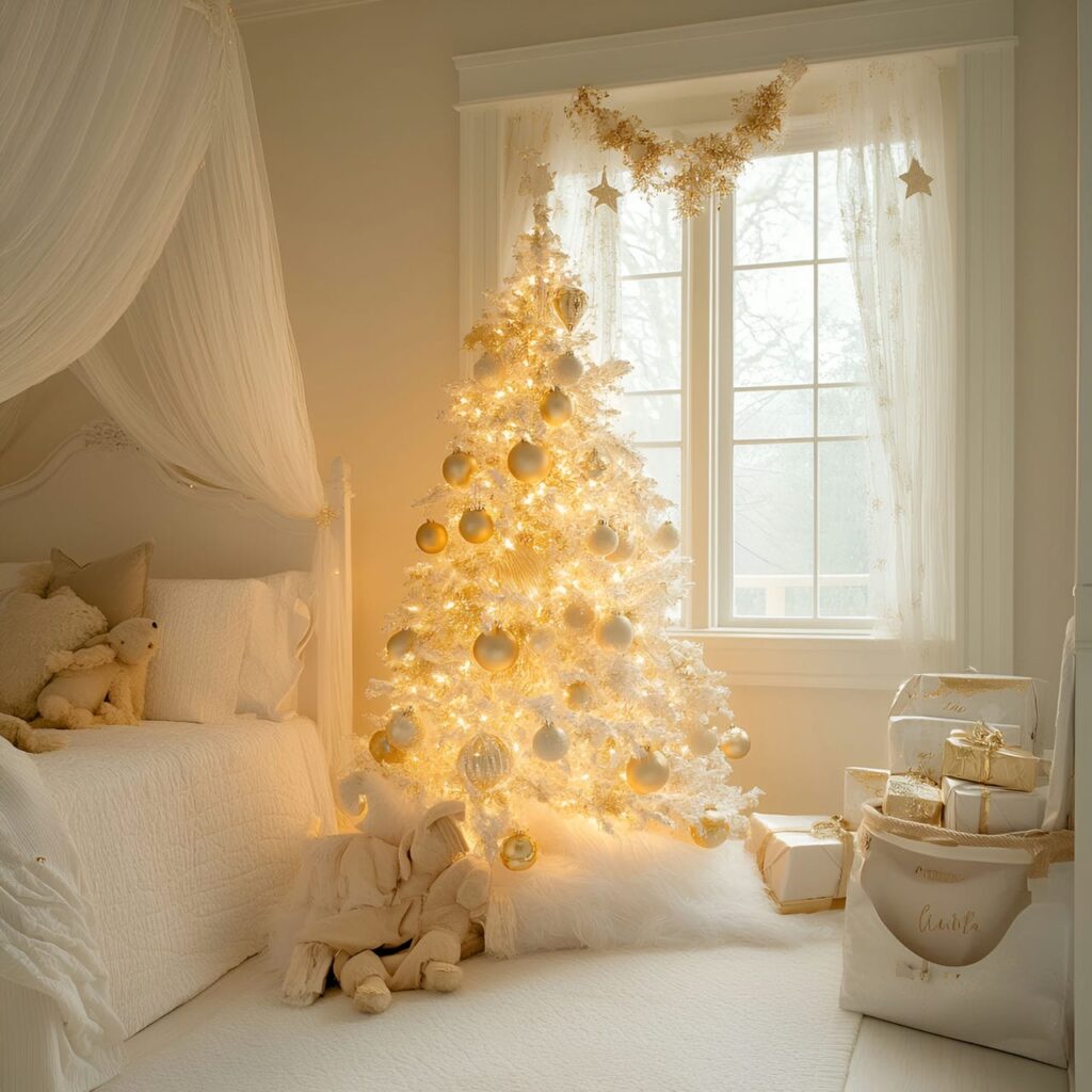 25. Soft Gold & Glam Tree with Delicate Lighting