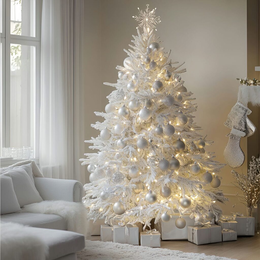 06. Sparkling Silver Tree with Glitter Ornaments