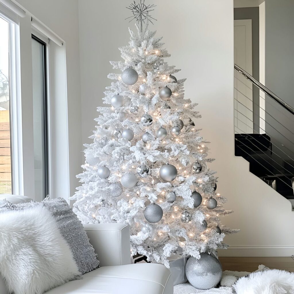 06. Sparkling Silver Tree with Glitter Ornaments