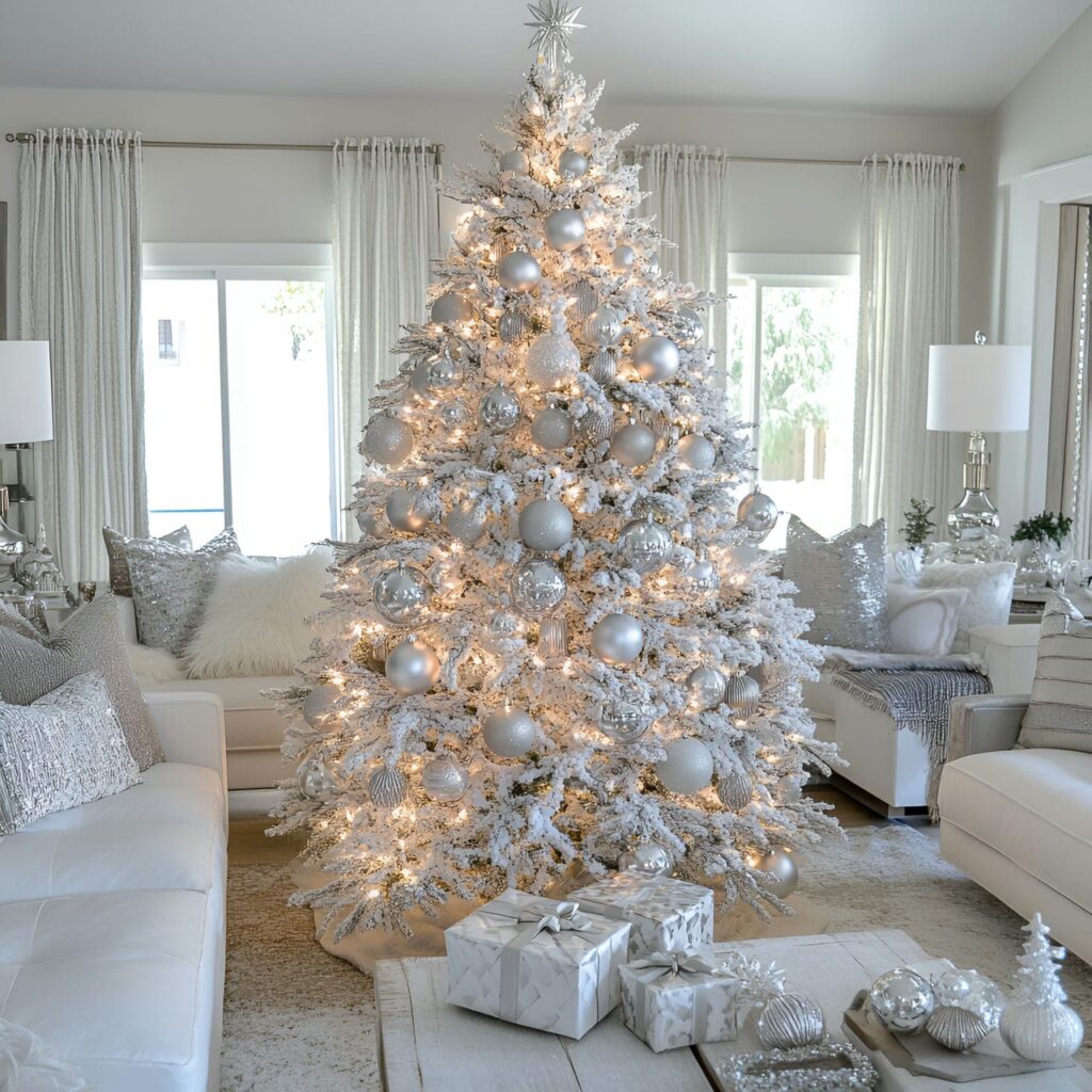 06. Sparkling Silver Tree with Glitter Ornaments