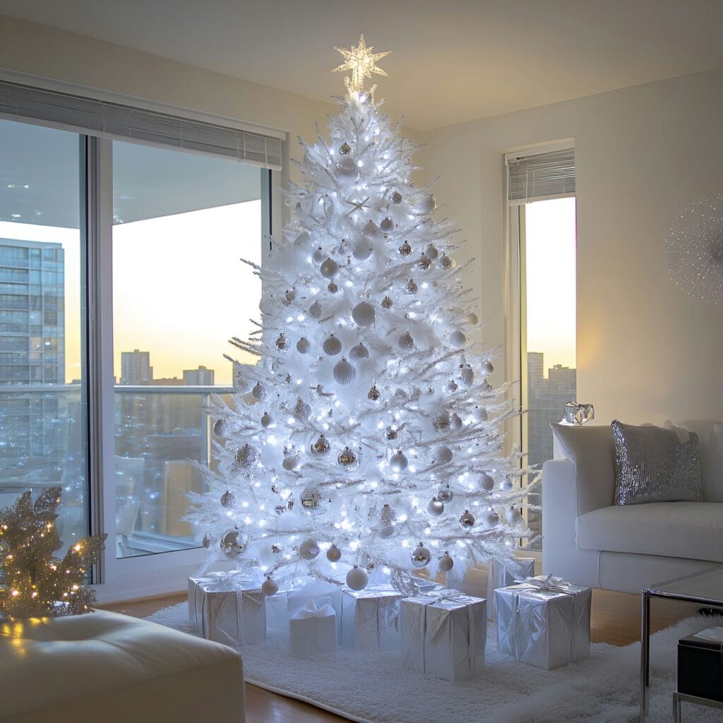 06. Sparkling Silver Tree with Glitter Ornaments