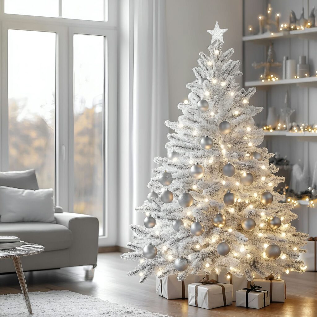 06. Sparkling Silver Tree with Glitter Ornaments