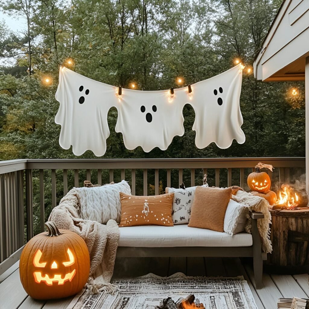 02. Spooky Ghost Garland with Playful Fabric Ghosts