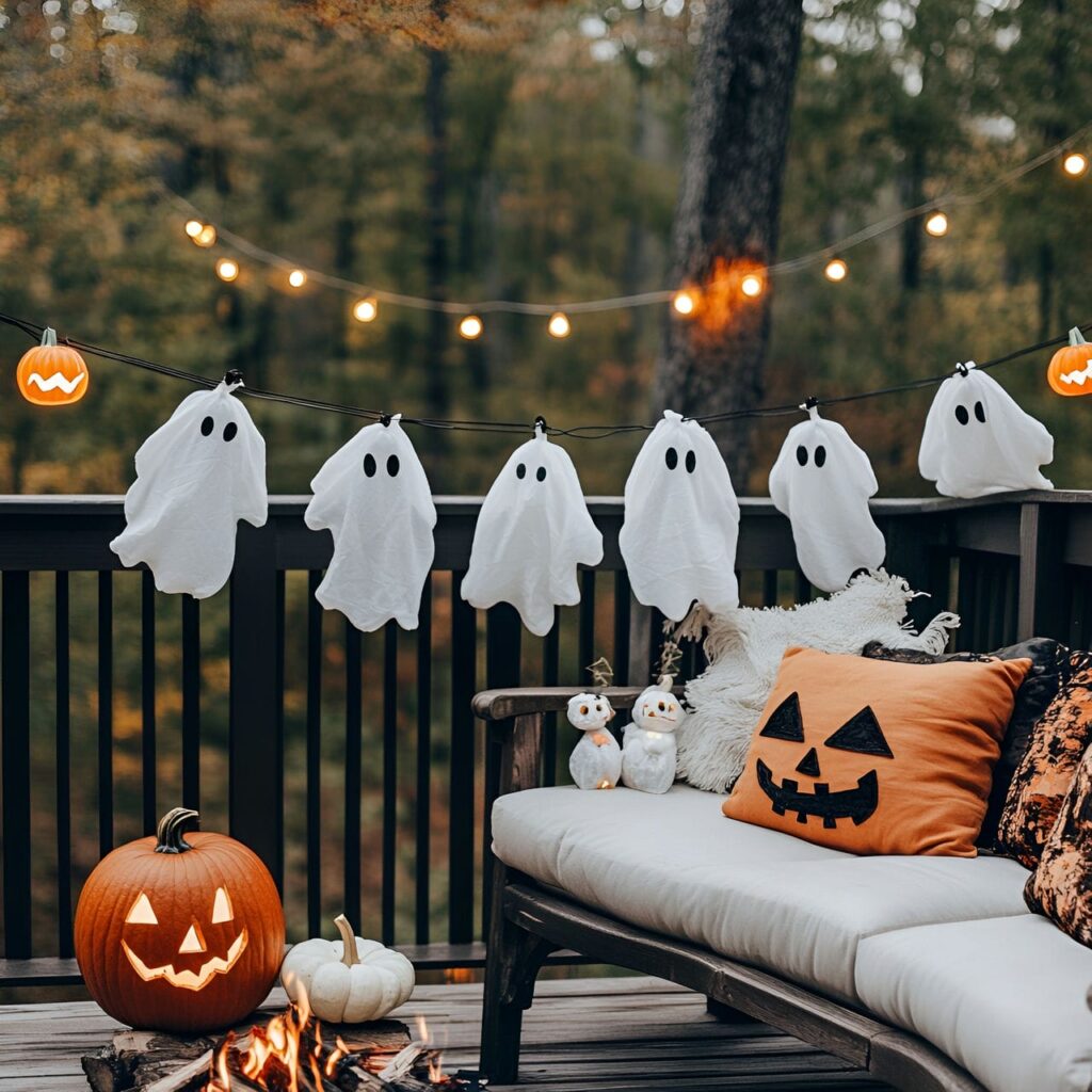 02. Spooky Ghost Garland with Playful Fabric Ghosts