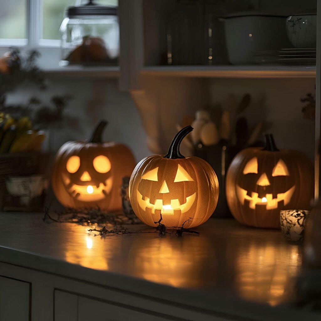 06. Spooky Pumpkin Lanterns with Flickering Candlelight