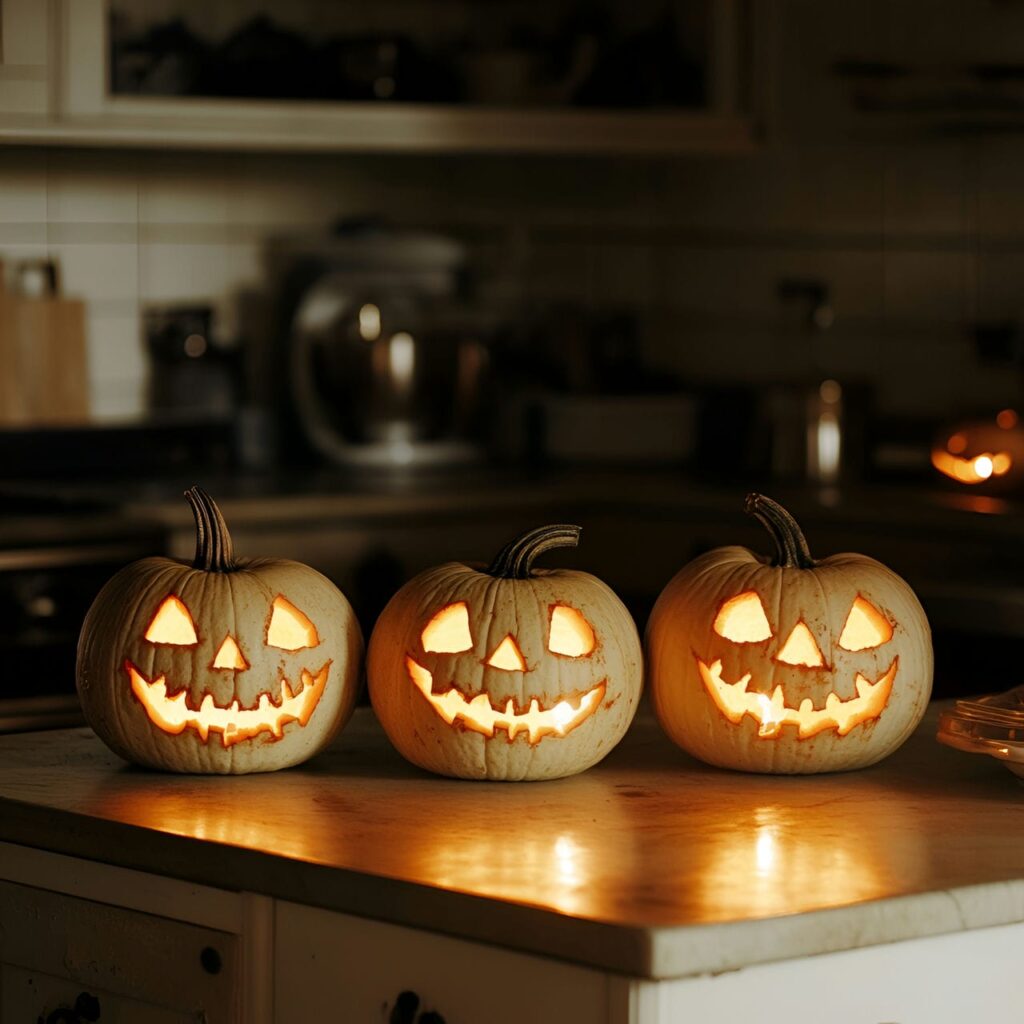 06. Spooky Pumpkin Lanterns with Flickering Candlelight