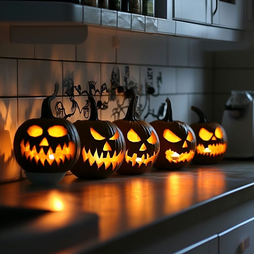 06. Spooky Pumpkin Lanterns with Flickering Candlelight