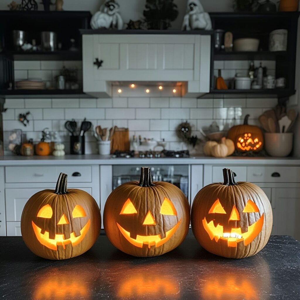 06. Spooky Pumpkin Lanterns with Flickering Candlelight