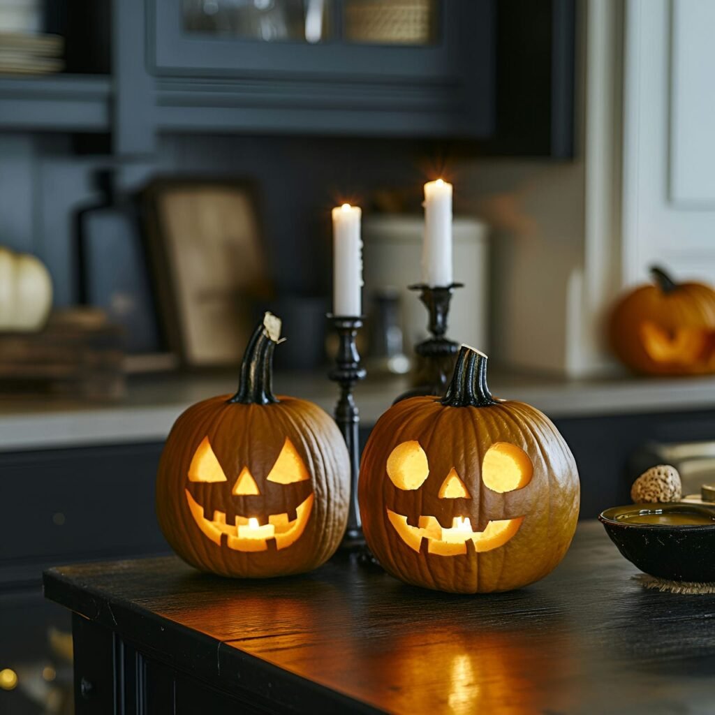 06. Spooky Pumpkin Lanterns with Flickering Candlelight