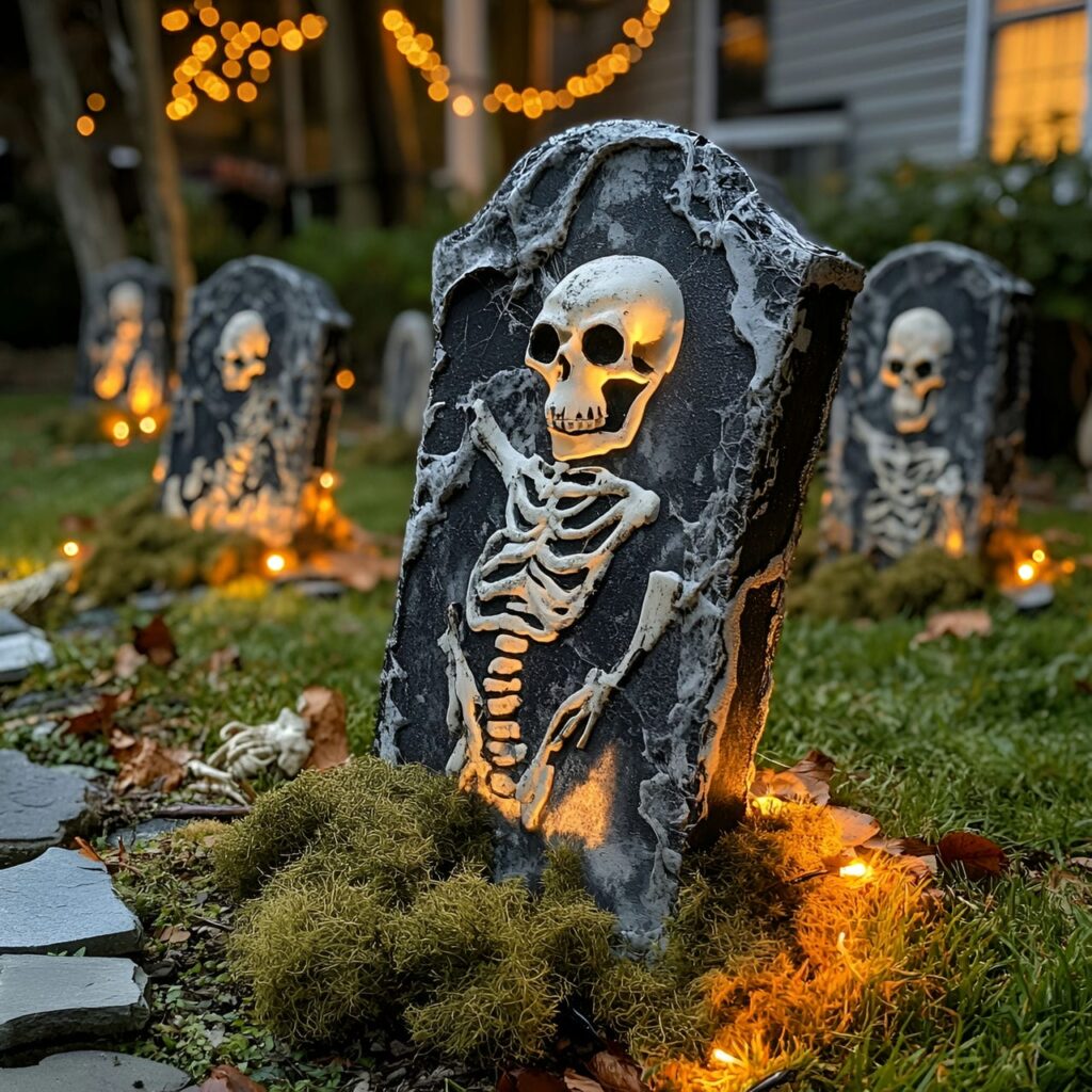 02. Tombstone Graveyard with Skeletons and Moss Accents