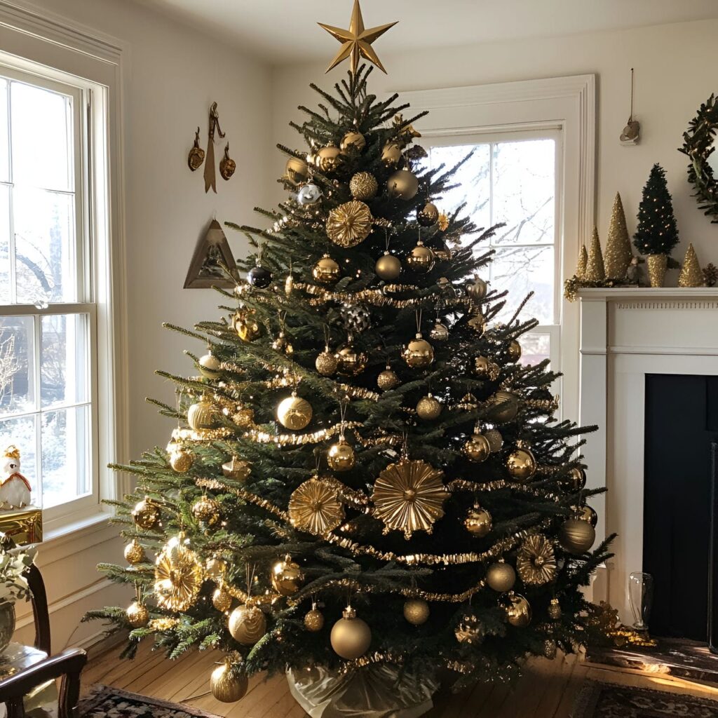 21. Vintage Gold & Glam Tree with Classic Ornaments