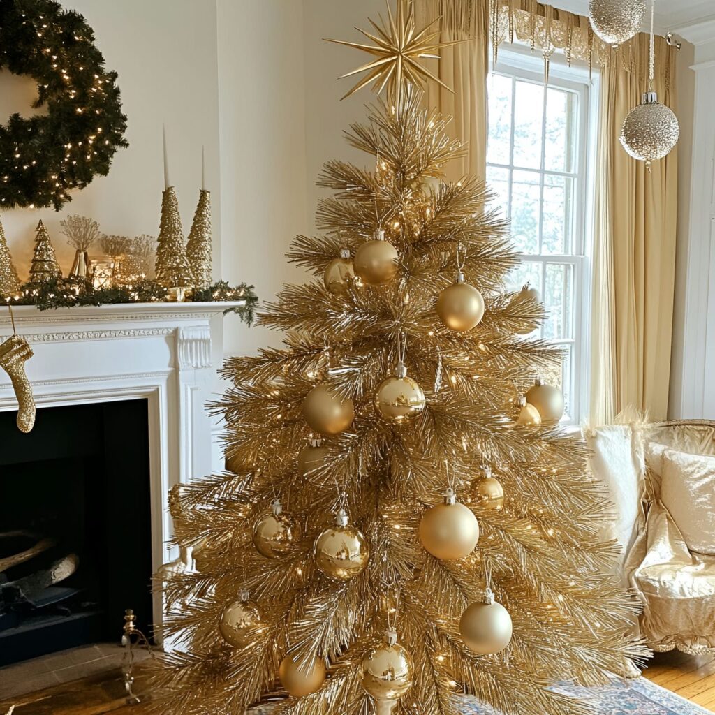 21. Vintage Gold & Glam Tree with Classic Ornaments