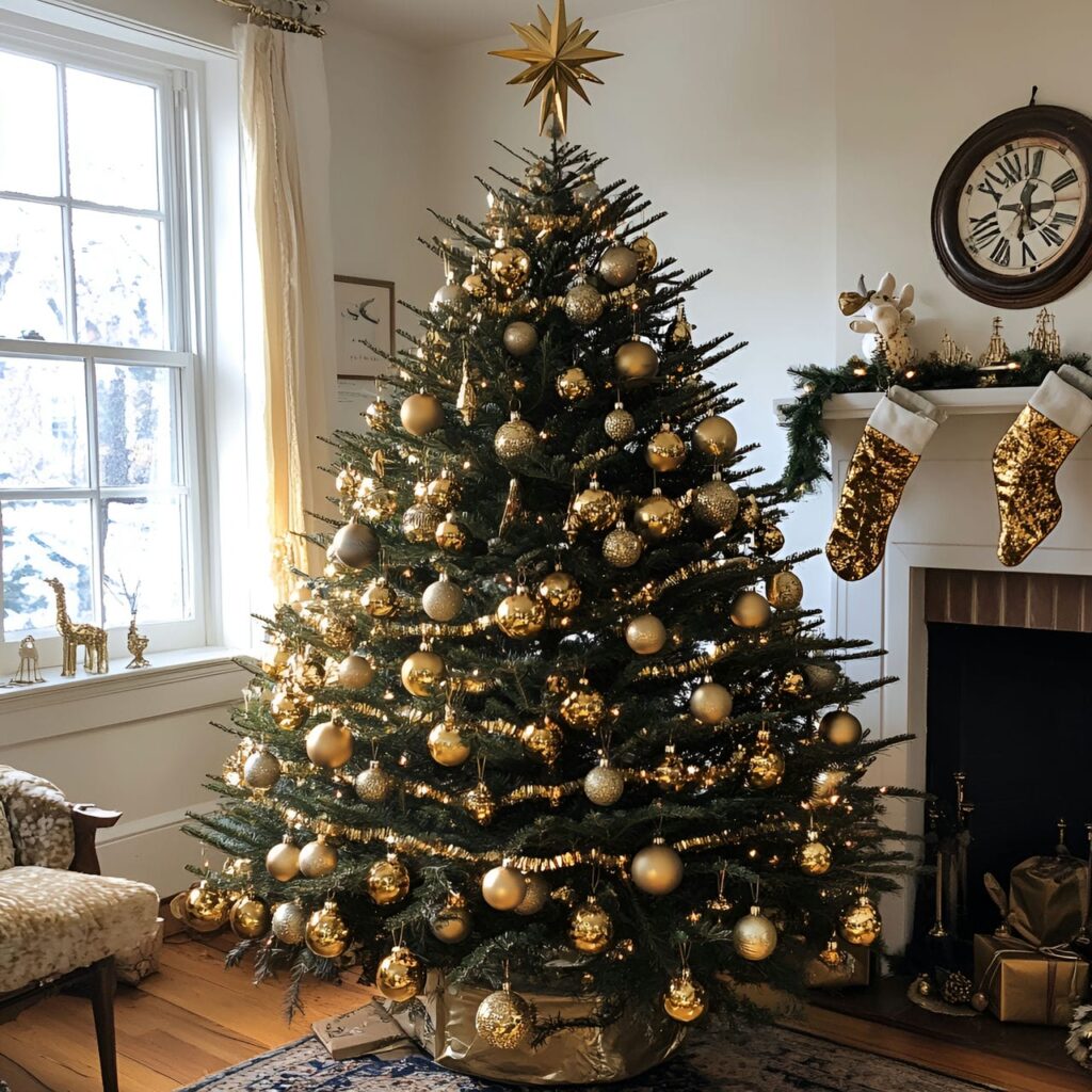 21. Vintage Gold & Glam Tree with Classic Ornaments