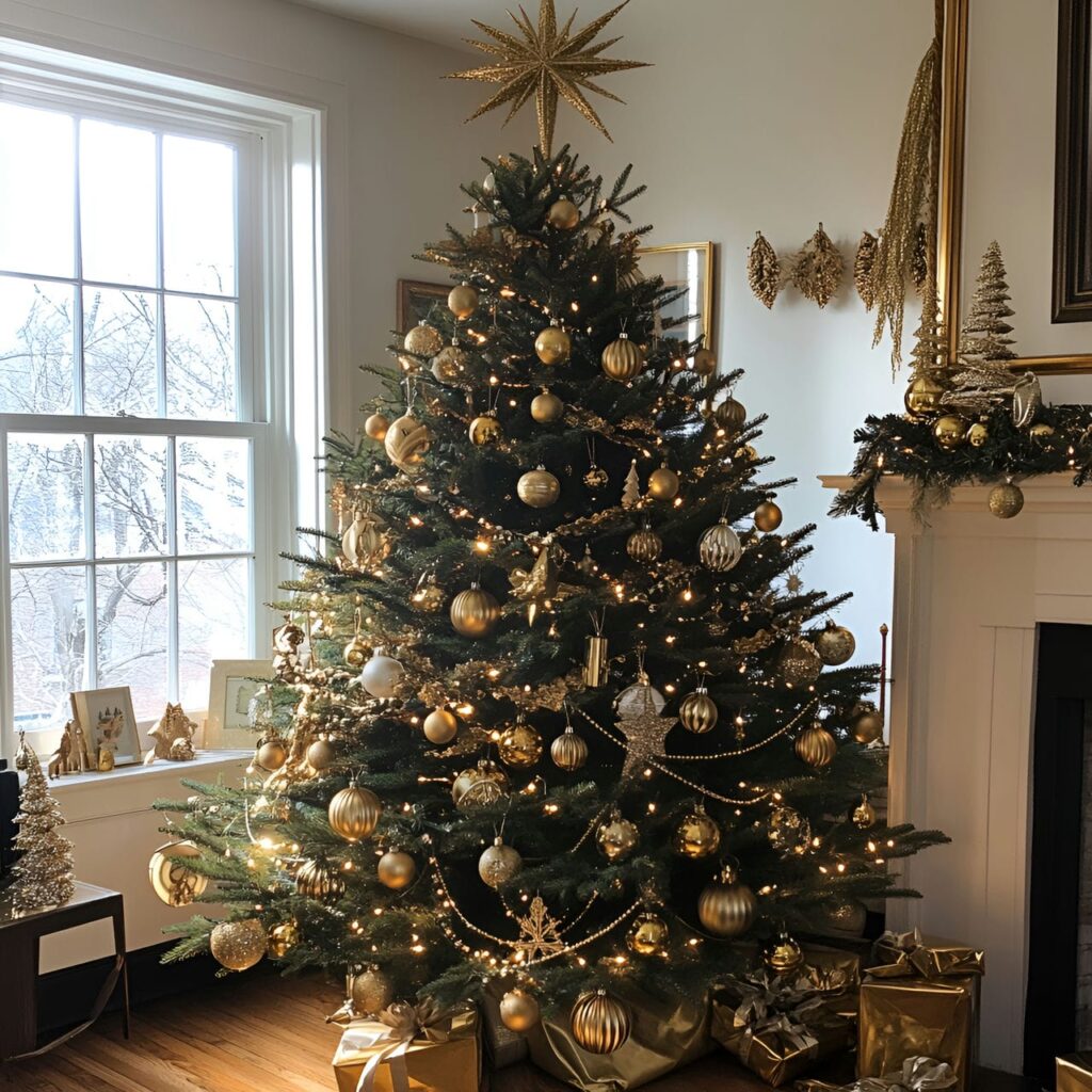 21. Vintage Gold & Glam Tree with Classic Ornaments