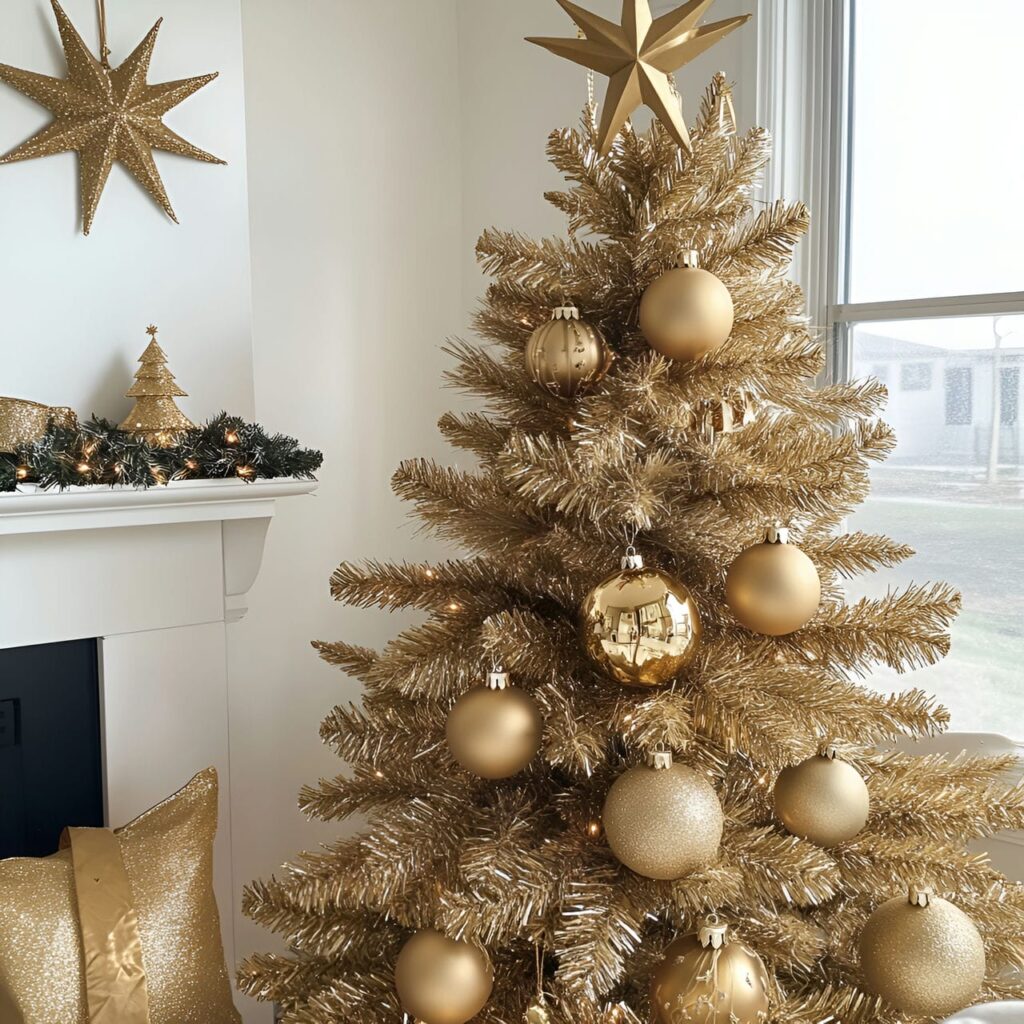 21. Vintage Gold & Glam Tree with Classic Ornaments