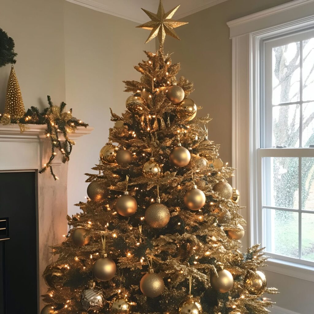 21. Vintage Gold & Glam Tree with Classic Ornaments