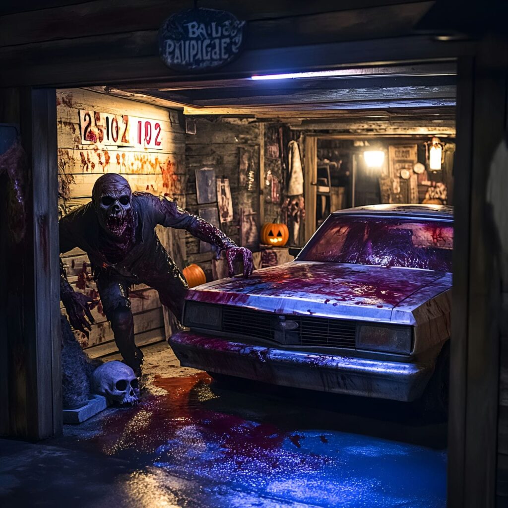 03. Zombie Garage Ambush with Blood Splatter and Flickering Lights