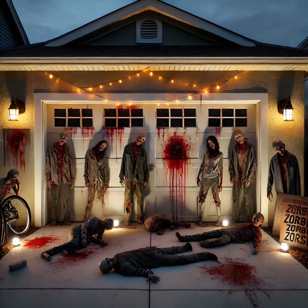 03. Zombie Garage Ambush with Blood Splatter and Flickering Lights