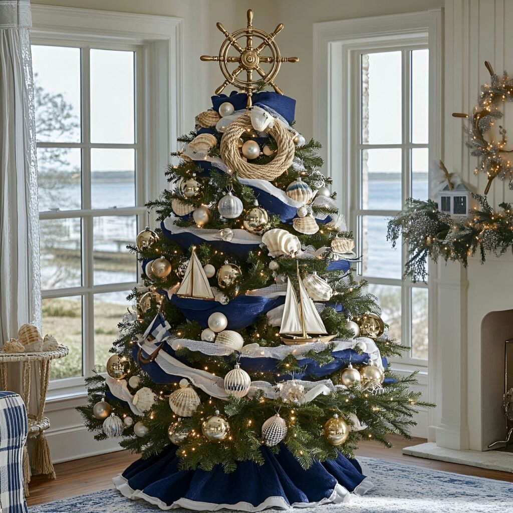 24. Nautical Christmas Tree: Coastal-Inspired Holiday Décor