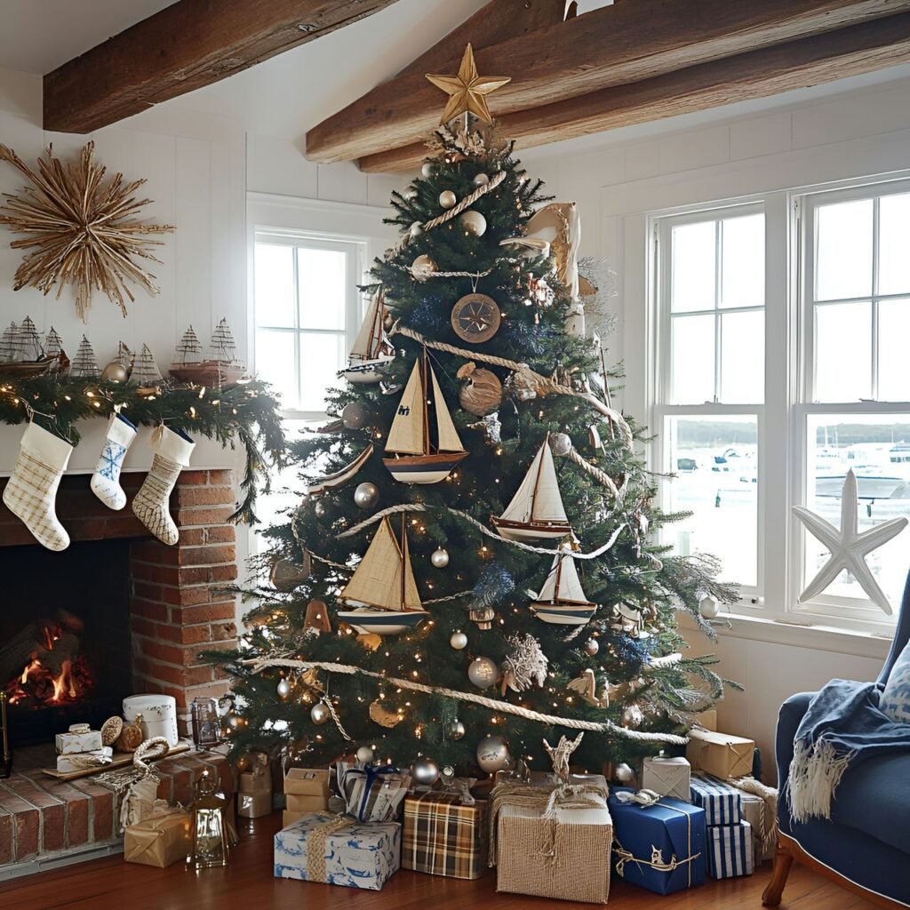 24. Nautical Christmas Tree: Coastal-Inspired Holiday Décor