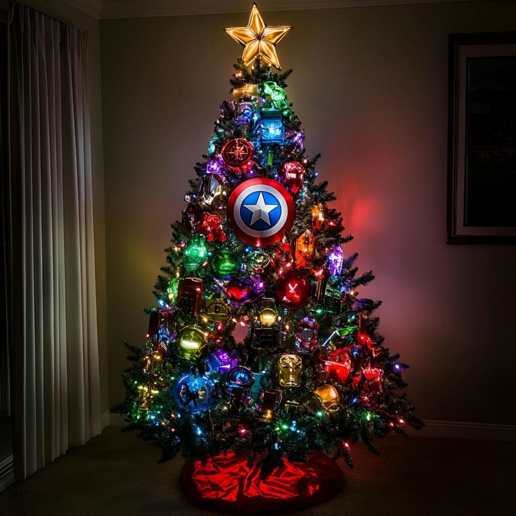 04. Marvel Superheroes Christmas Tree: Assemble a Heroic Holiday Display