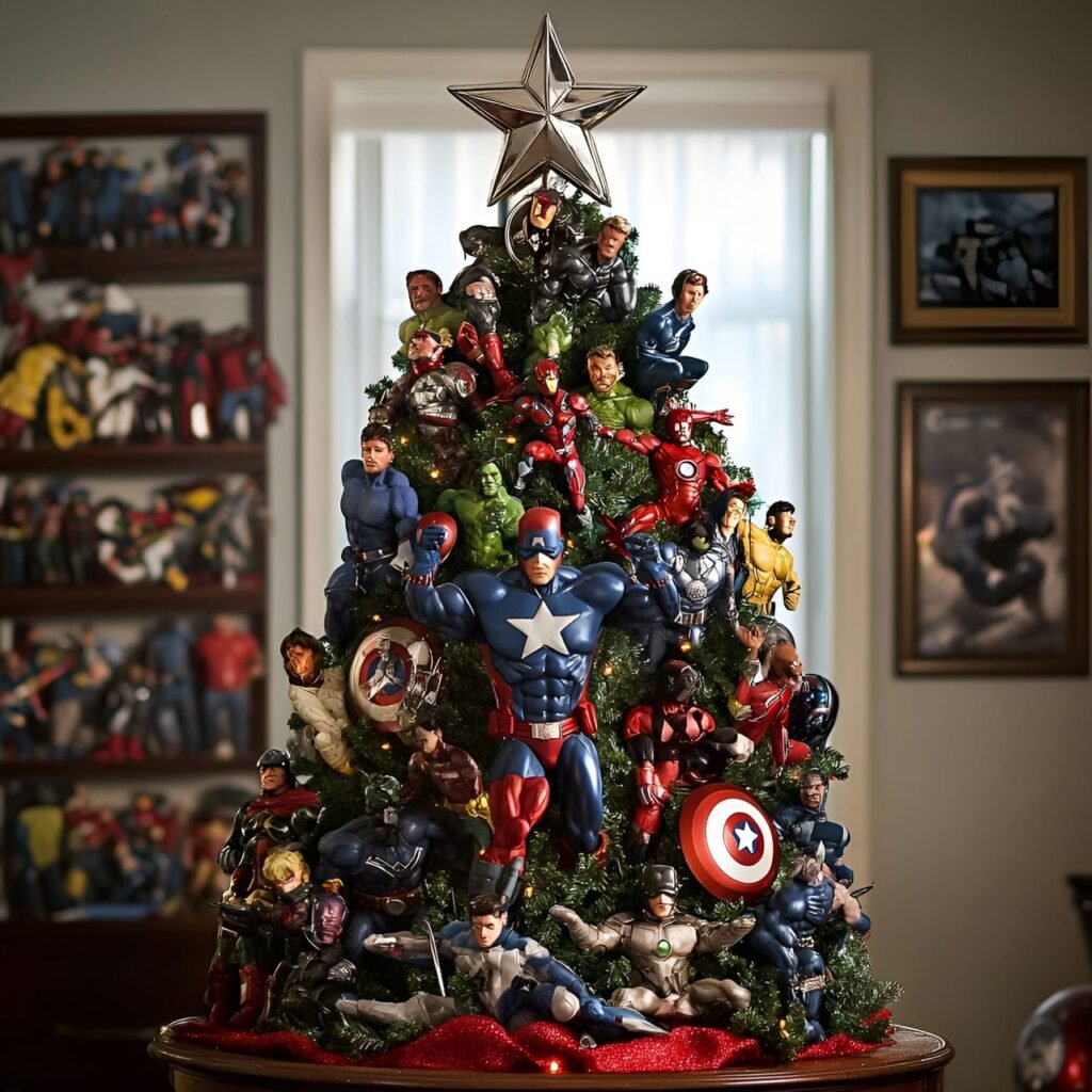 04. Marvel Superheroes Christmas Tree: Assemble a Heroic Holiday Display