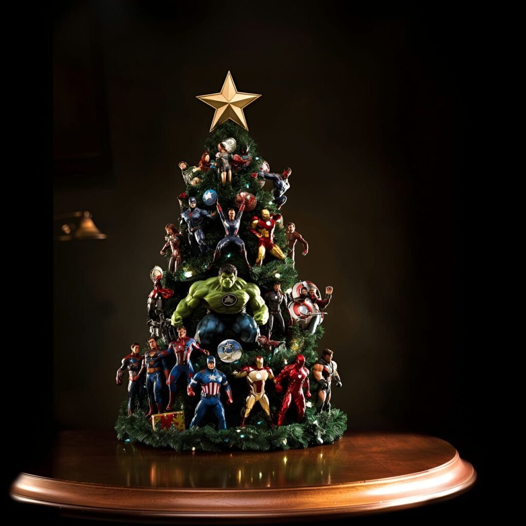 04. Marvel Superheroes Christmas Tree: Assemble a Heroic Holiday Display