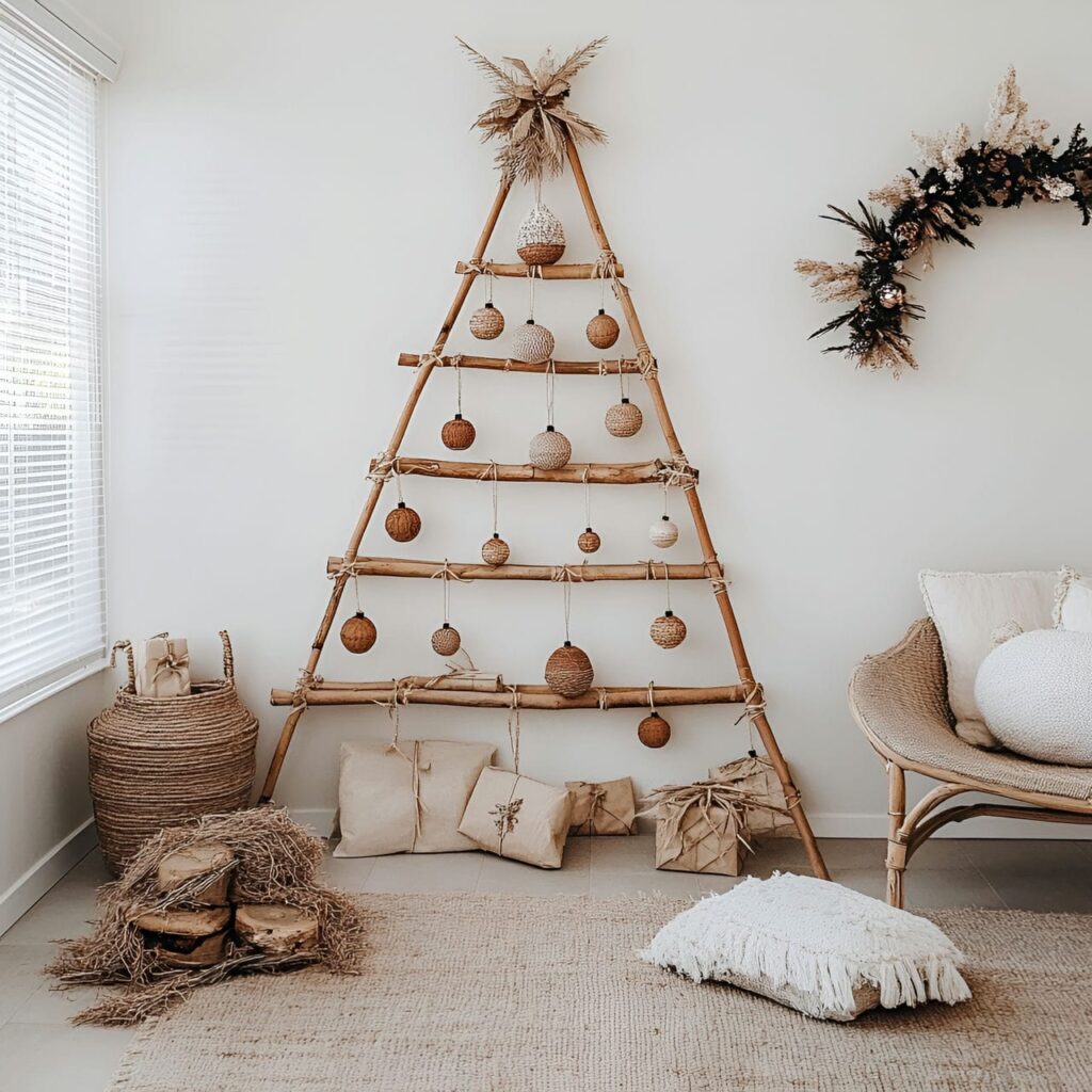 29. Bamboo Christmas Tree with Jute and Fiber Décor