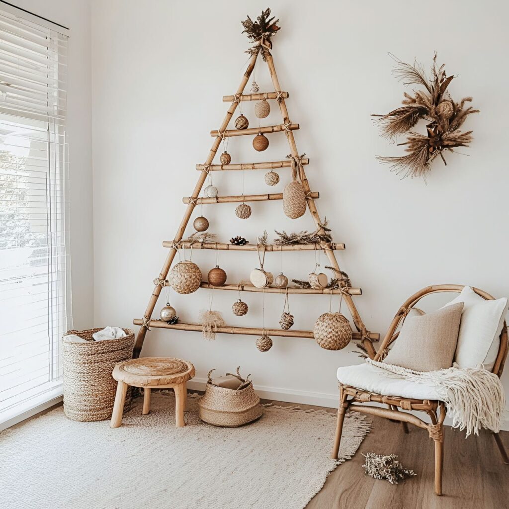 29. Bamboo Christmas Tree with Jute and Fiber Décor