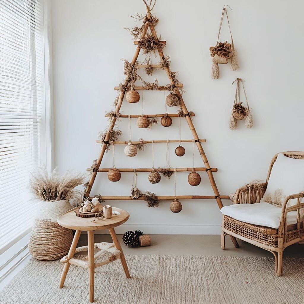 29. Bamboo Christmas Tree with Jute and Fiber Décor