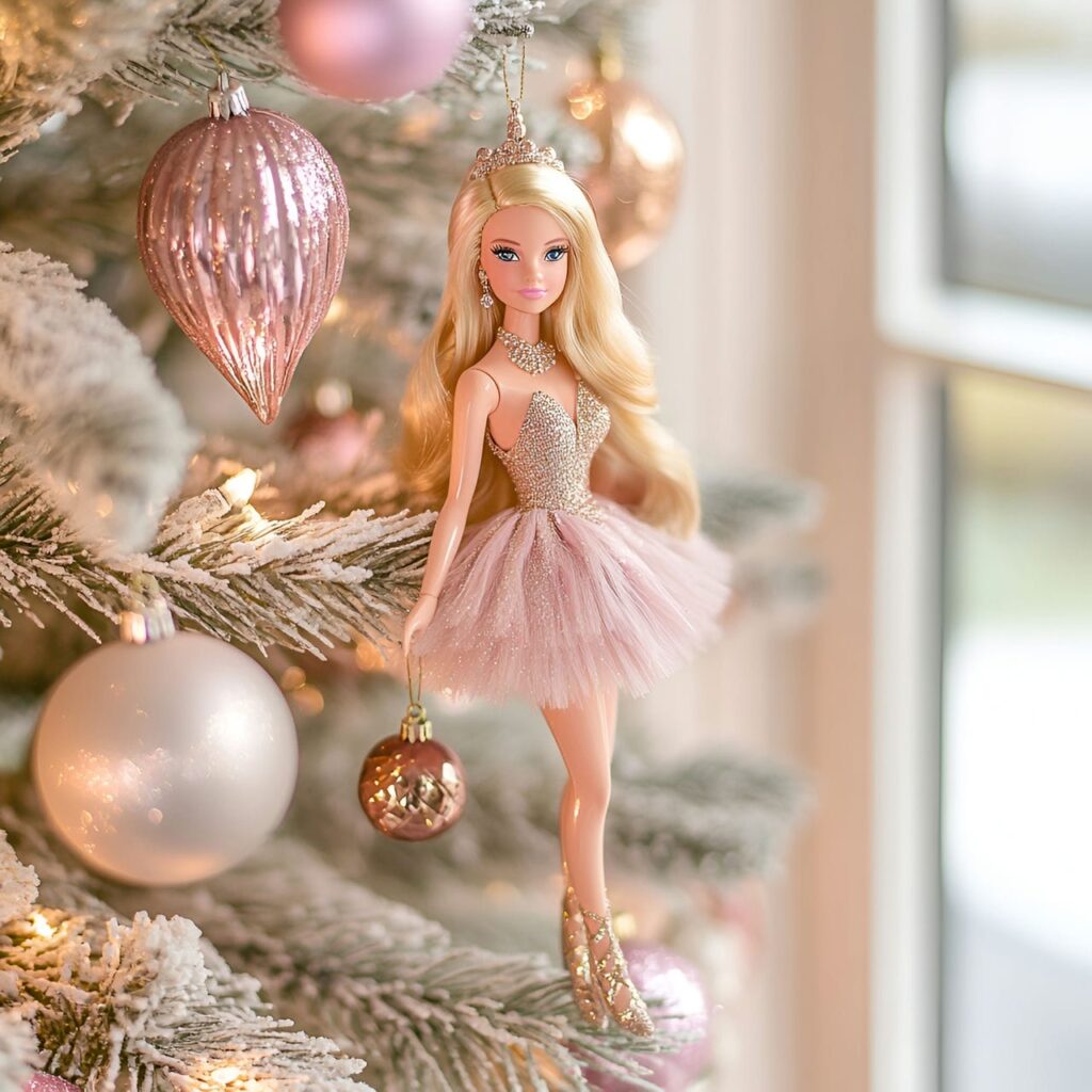 01. Barbie Glamour Pastel Christmas Tree with Pink and Gold Décor