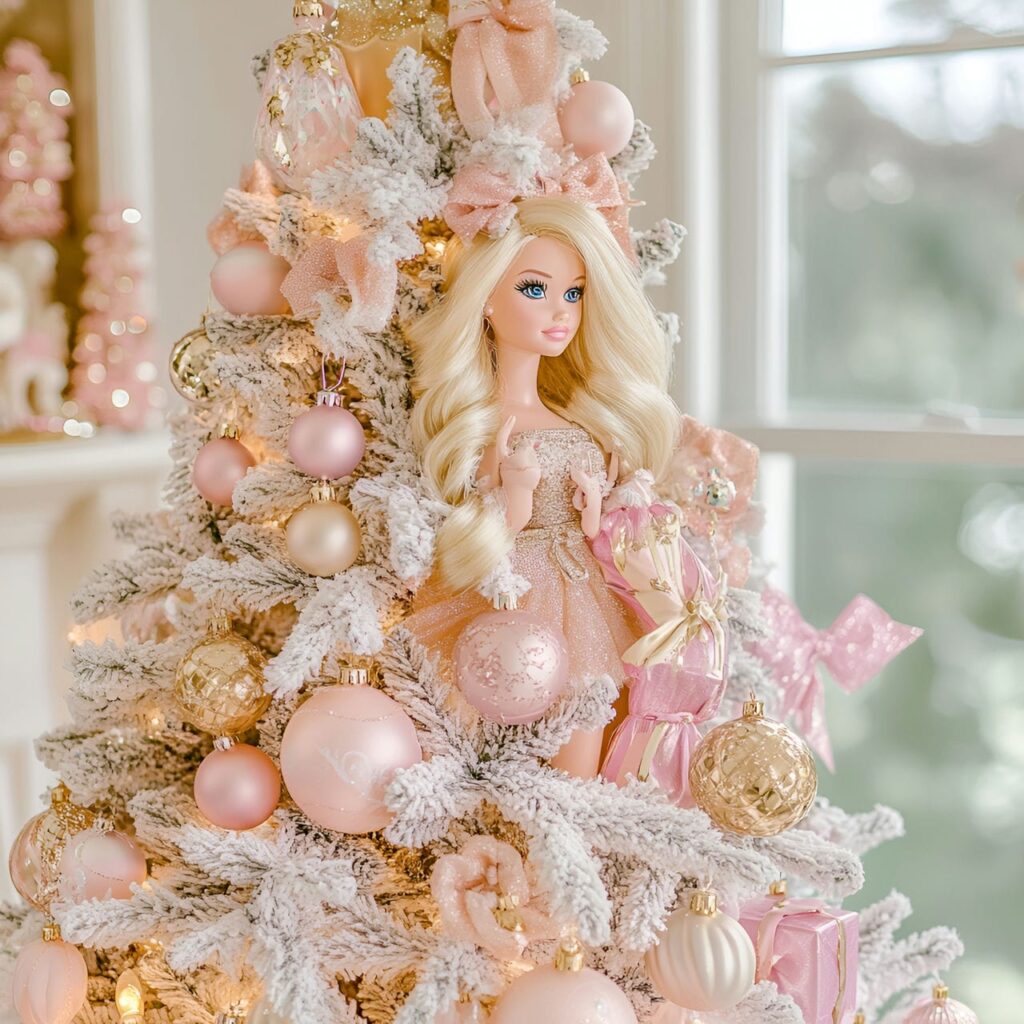 01. Barbie Glamour Pastel Christmas Tree with Pink and Gold Décor