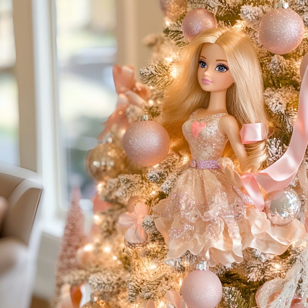 01. Barbie Glamour Pastel Christmas Tree with Pink and Gold Décor