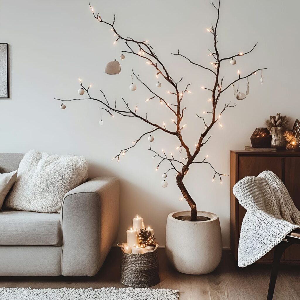 01. Bare Branch Minimalist Tree with Neutral Toned Décor