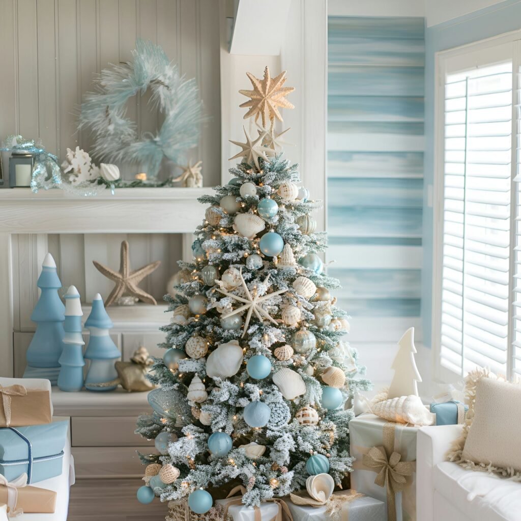 11. Beach-Themed Christmas Tree: Celebrate the Holidays with Coastal Charm