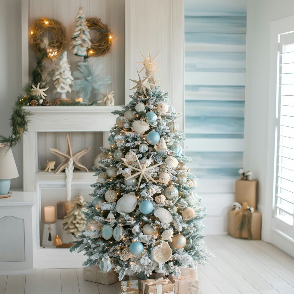 11. Beach-Themed Christmas Tree: Celebrate the Holidays with Coastal Charm