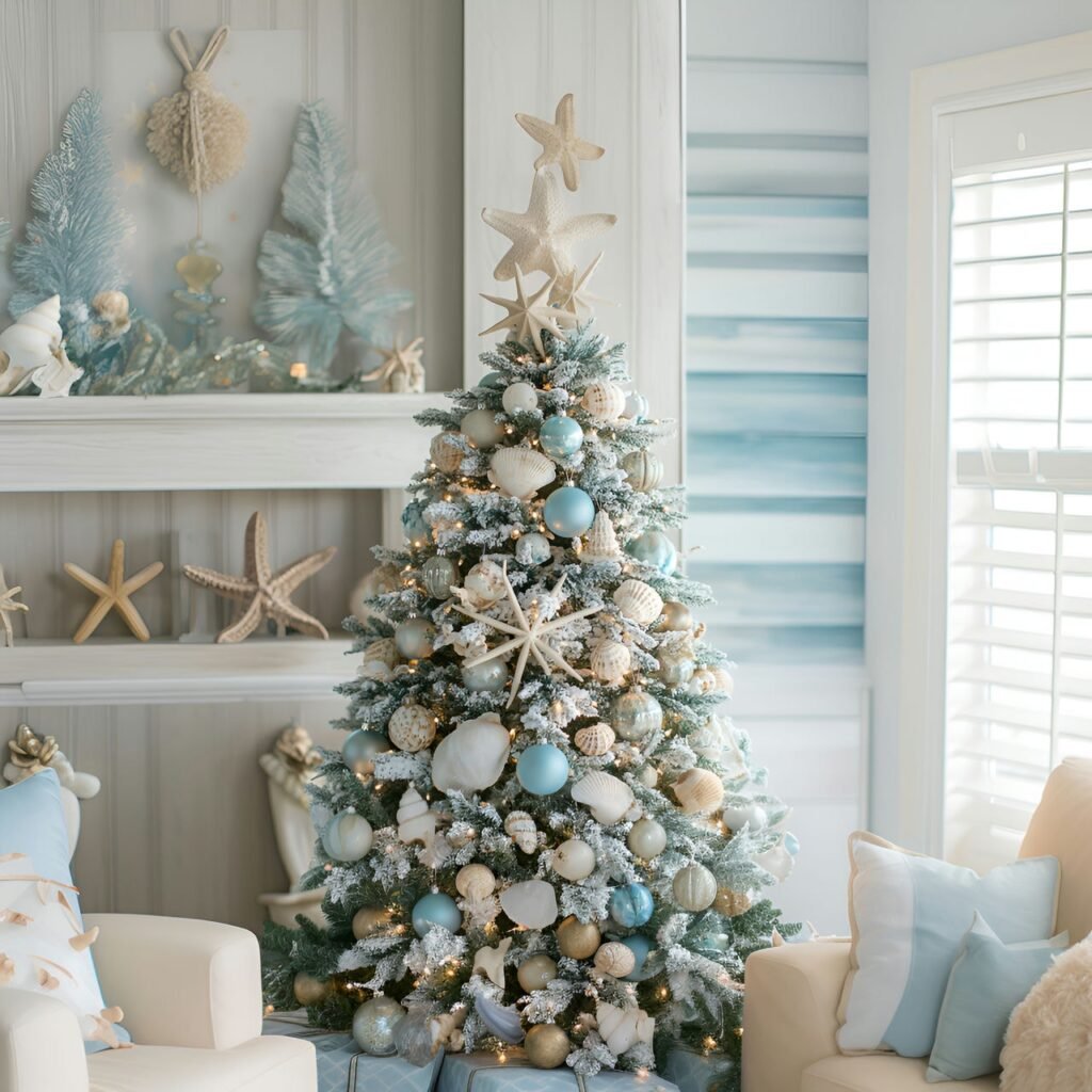 11. Beach-Themed Christmas Tree: Celebrate the Holidays with Coastal Charm