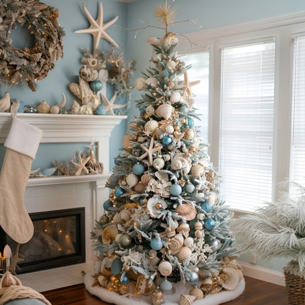 11. Beach-Themed Christmas Tree: Celebrate the Holidays with Coastal Charm