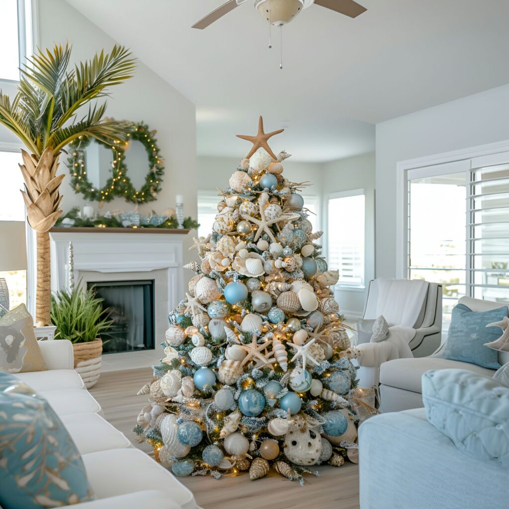 11. Beach-Themed Christmas Tree: Celebrate the Holidays with Coastal Charm