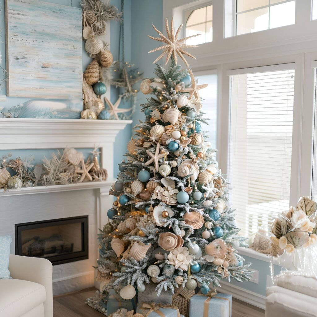 11. Beach-Themed Christmas Tree: Celebrate the Holidays with Coastal Charm