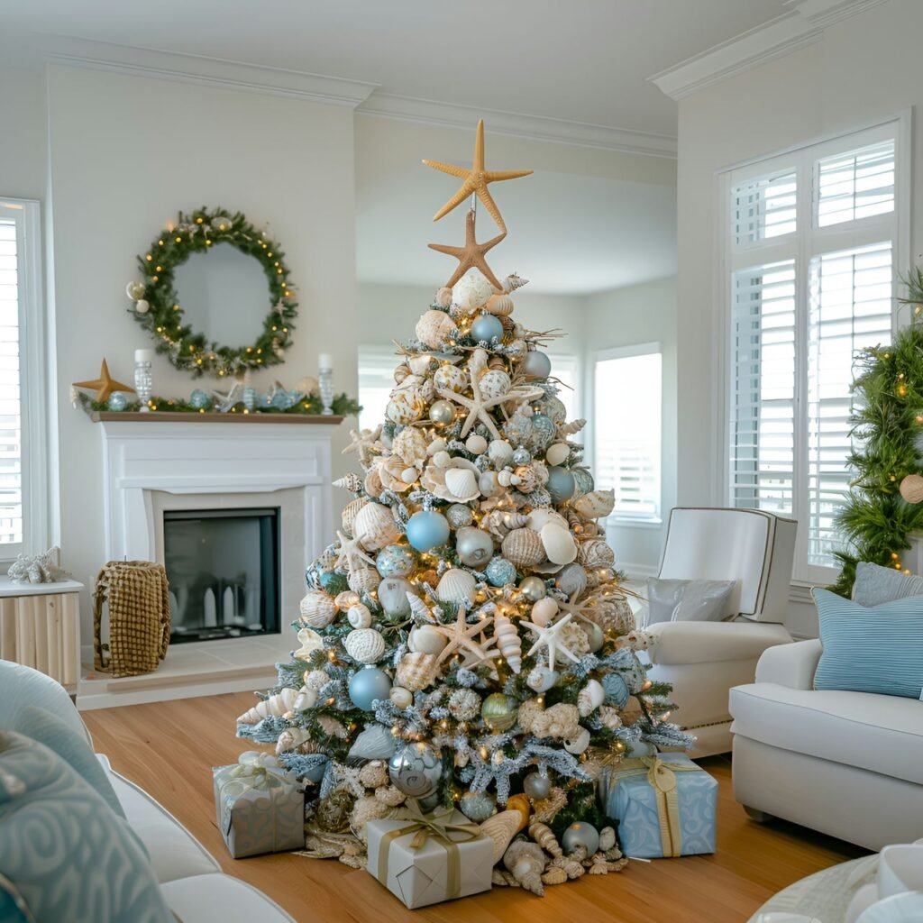 11. Beach-Themed Christmas Tree: Celebrate the Holidays with Coastal Charm