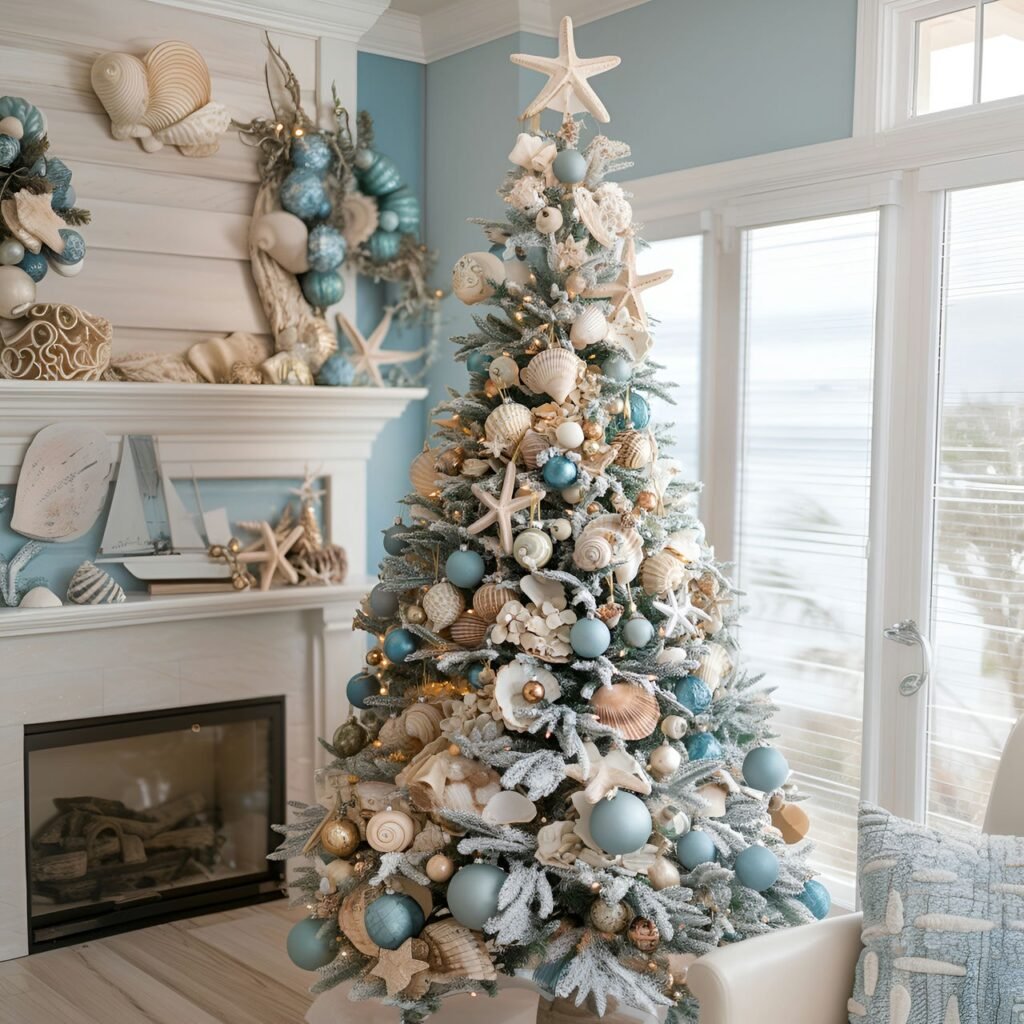 11. Beach-Themed Christmas Tree: Celebrate the Holidays with Coastal Charm