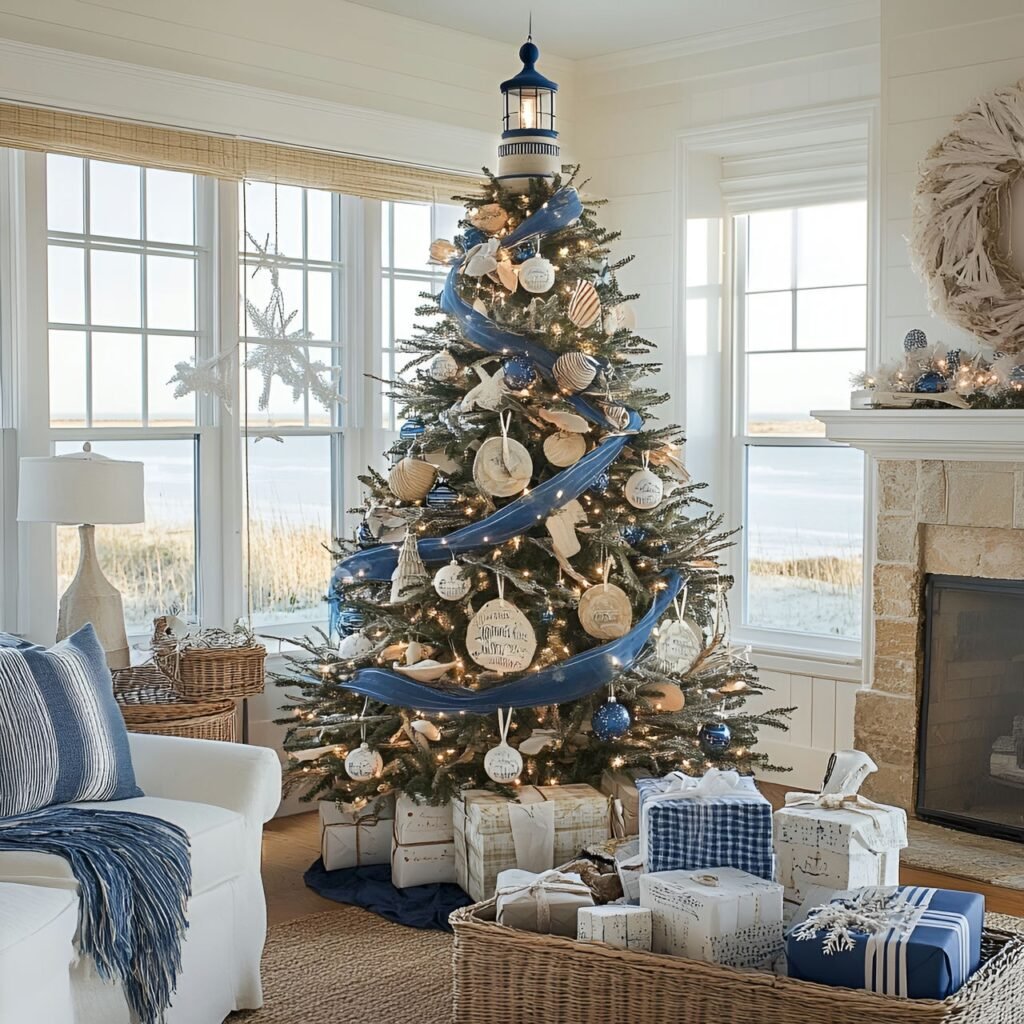 24. Nautical Christmas Tree: Coastal-Inspired Holiday Décor