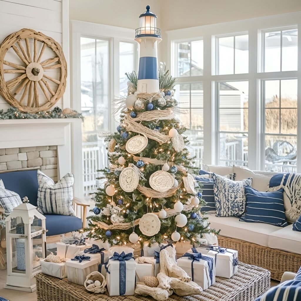 24. Nautical Christmas Tree: Coastal-Inspired Holiday Décor