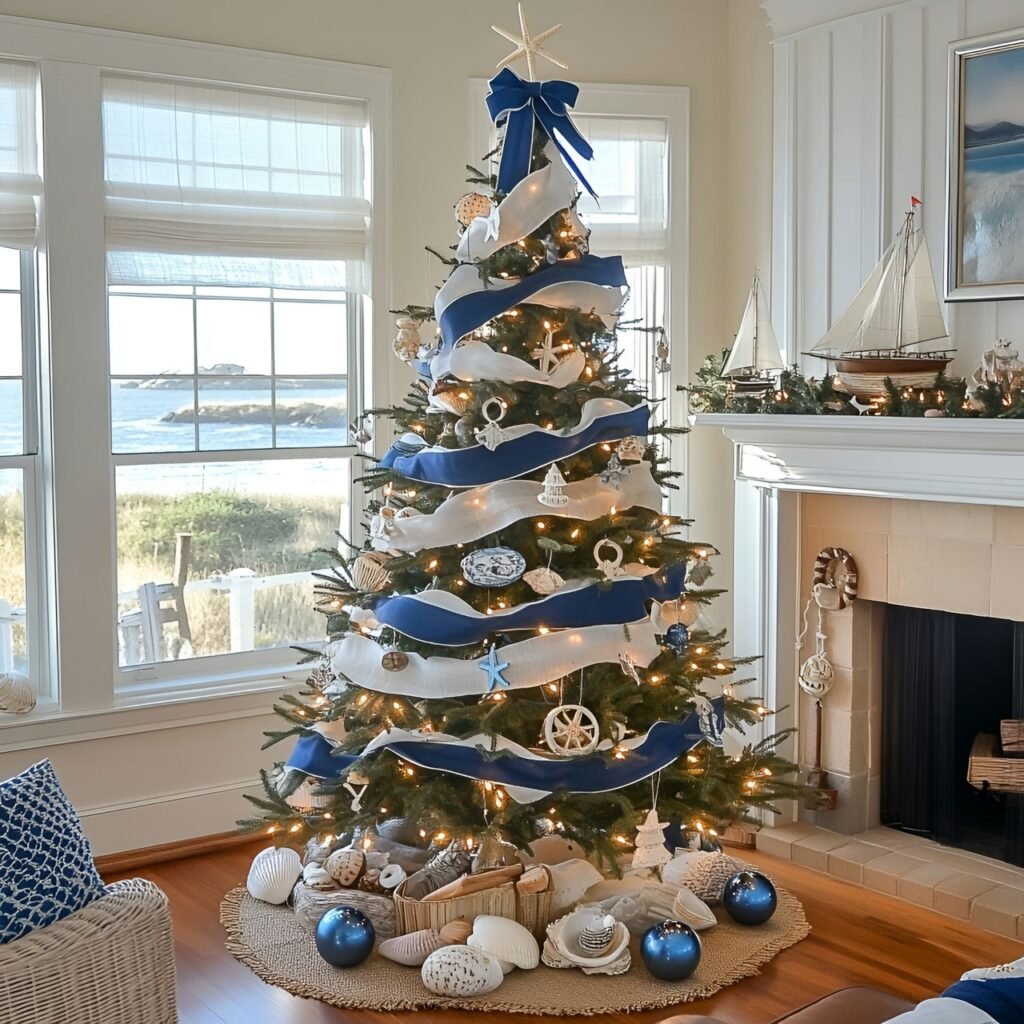 24. Nautical Christmas Tree: Coastal-Inspired Holiday Décor