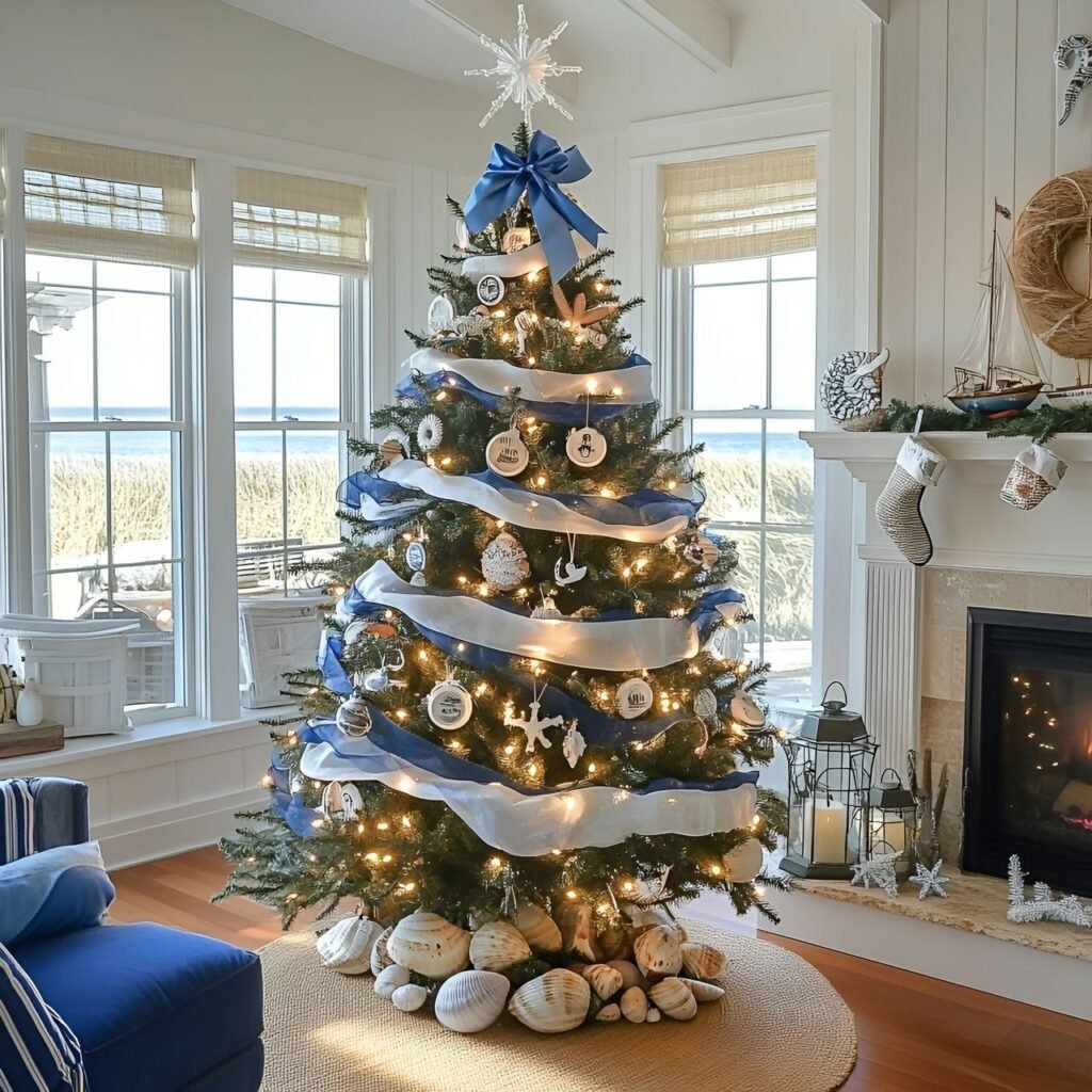 24. Nautical Christmas Tree: Coastal-Inspired Holiday Décor