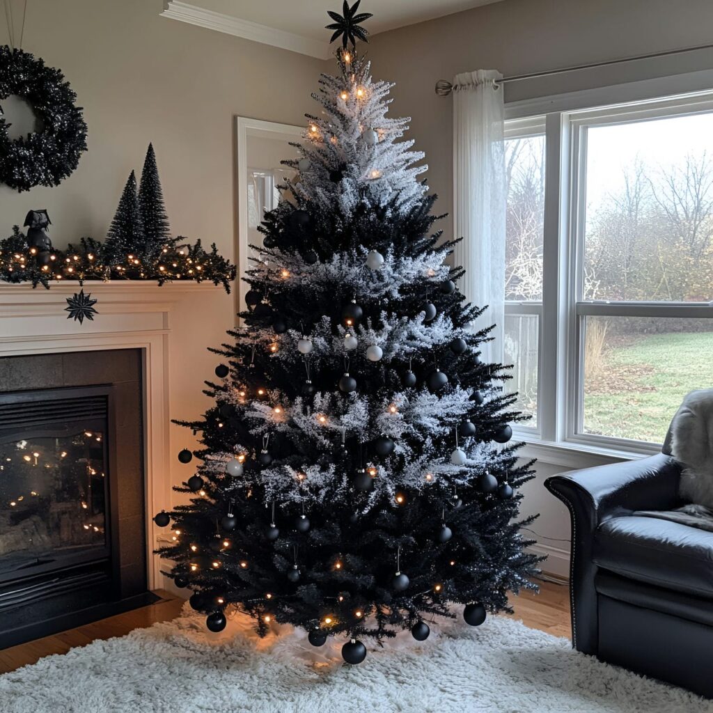 15. Black & White Ombre Christmas Tree with Gradual Color Shift