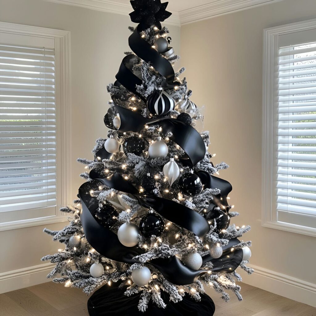 23. Black & White Tree with Abstract Decorations for an Artistic Look